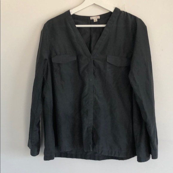 GAP Tops - Flared Grey silk/cotton Charcoal Grey Blouse GAP